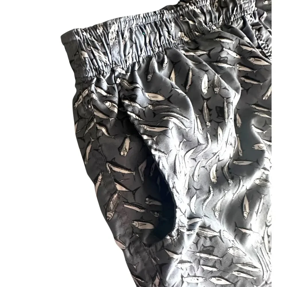 Guy Harvey Swim Trunks Mens XXL Gray Fish Print Beach Swimming Board Shorts